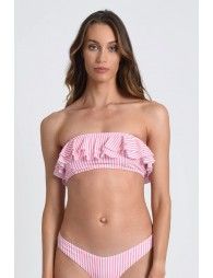 Striped print bandeau Bikini Top