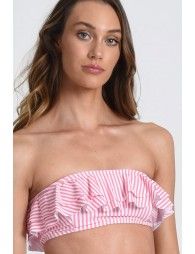 Striped print bandeau Bikini Top