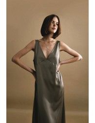 V-neck satin dress