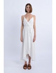 Long wrap dress with cross over bust