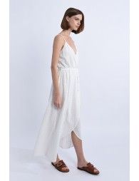 Long wrap dress with cross over bust