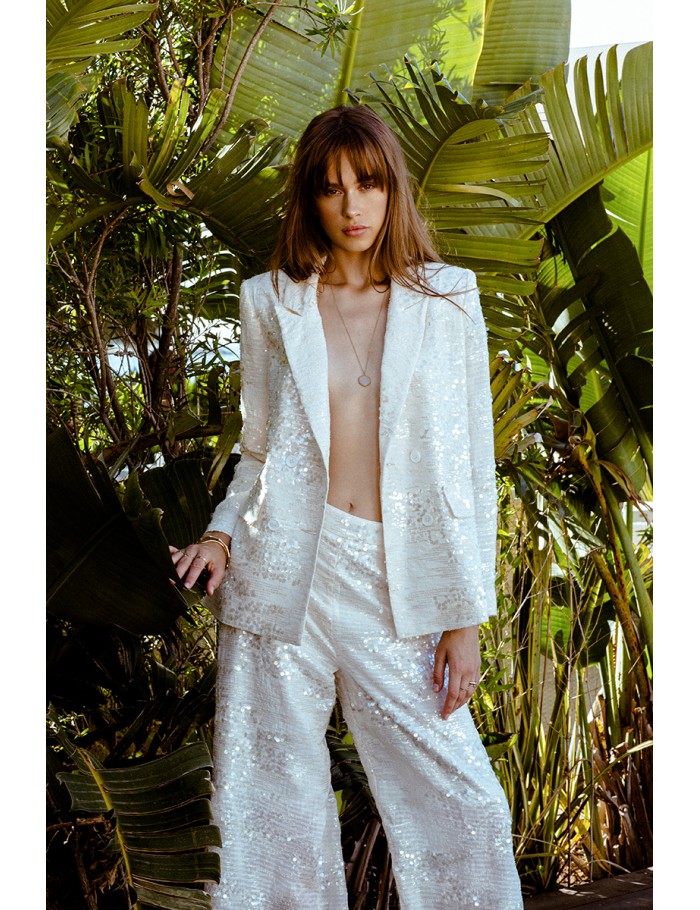Double-breasted sequin blazer