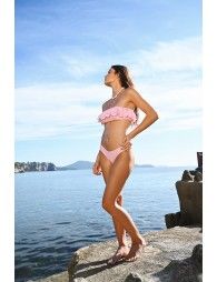 Striped print bandeau Bikini Top