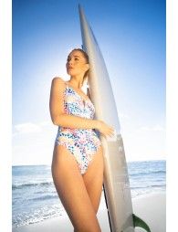 Slit neck bathing suit