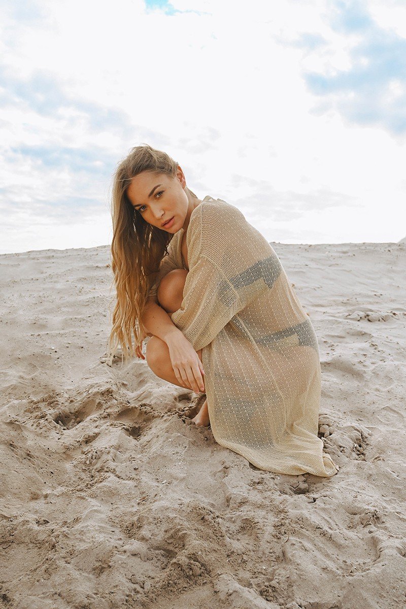 Mid-length fine knit cardigan
