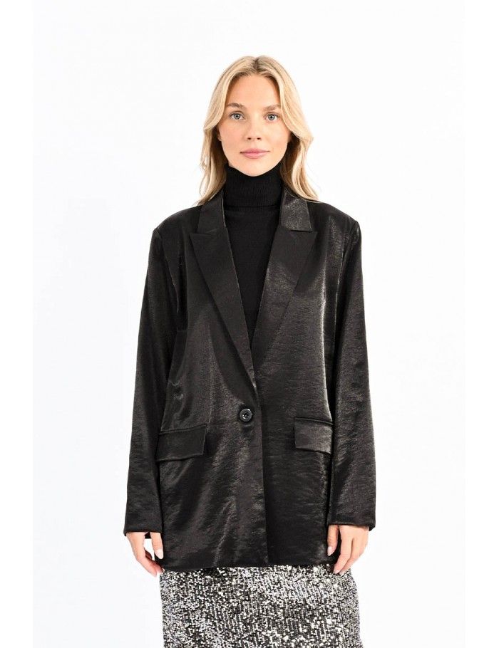 Wide satin blazer