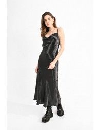 Satin dress with cowl neck