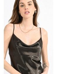 Satin dress with cowl neck