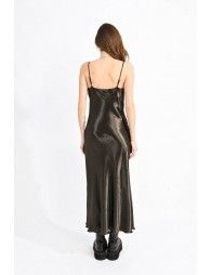 Satin dress with cowl neck