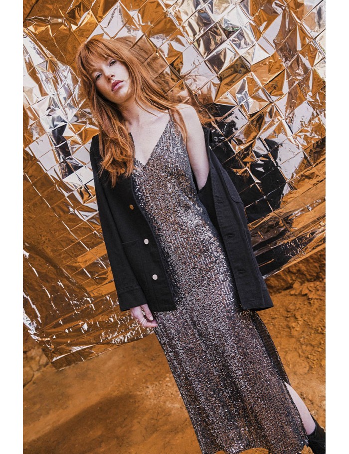 Sequin dress with thin straps