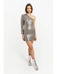 One shoulder sequined dress