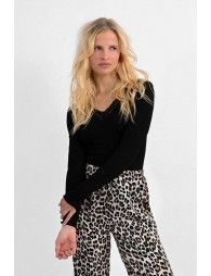 V-neck top with lace trim