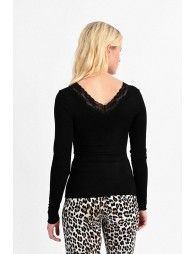 V-neck top with lace trim