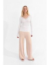 V-neck top with lace trim