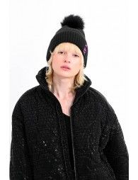 Faux fur pompom beanie