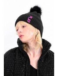 Faux fur pompom beanie