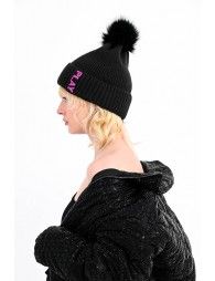 Faux fur pompom beanie