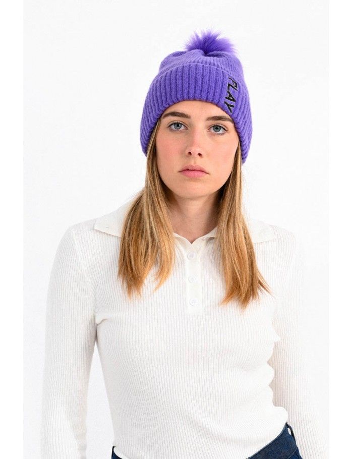 Faux fur pompom beanie