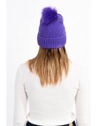 Faux fur pompom beanie