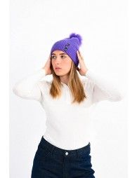 Faux fur pompom beanie