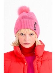 Faux fur pompom beanie