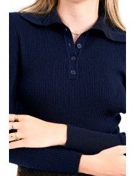Wide ribbed polo neck sweater