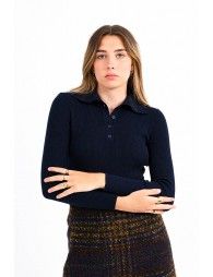 Wide ribbed polo neck sweater