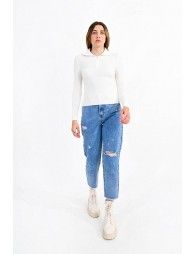 Wide ribbed polo neck sweater