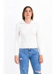 Wide ribbed polo neck sweater