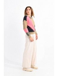 Color block sweater and fluffy knit