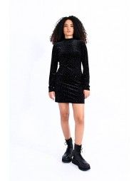 Velvet dress with high collar