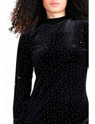 Velvet dress with high collar