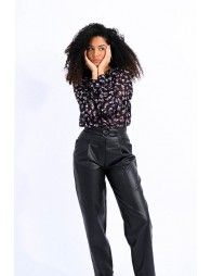 Floral veil shirt with balloon sleeves
