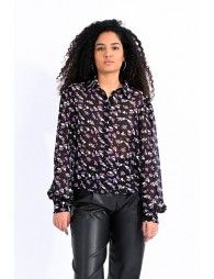 Floral veil shirt with balloon sleeves