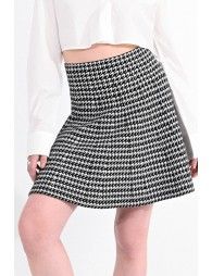 Skater houndstooth lurex print skirt