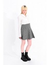 Skater houndstooth lurex print skirt
