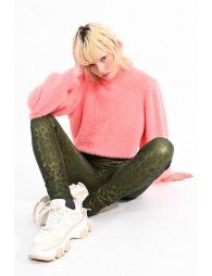 Vegan leather printed leggings