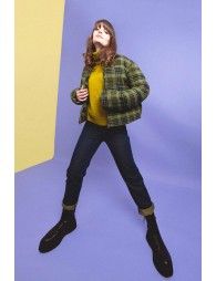 Tartan print puffer coat