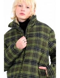 Tartan print puffer coat