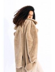Faux-Fur Coat With Wide Lapels