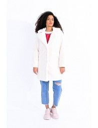 Faux-Fur Coat With Wide Lapels