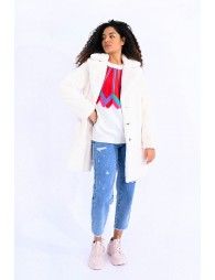 Faux-Fur Coat With Wide Lapels