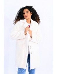 Faux-Fur Coat With Wide Lapels