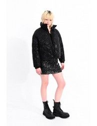 Puffer down jacket with houndstooth pattern