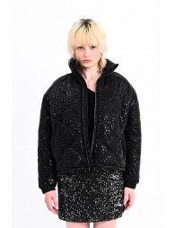 Puffer down jacket with houndstooth pattern