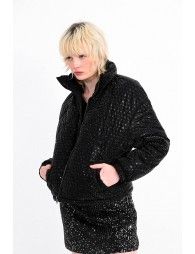 Puffer down jacket with houndstooth pattern