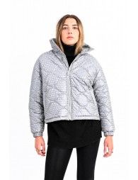 Puffer down jacket with houndstooth pattern
