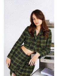 Cropped tartan blazer