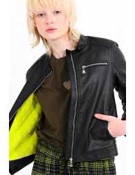 Faux leather bomber jacket