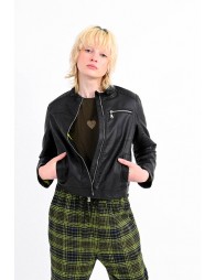 Faux leather bomber jacket